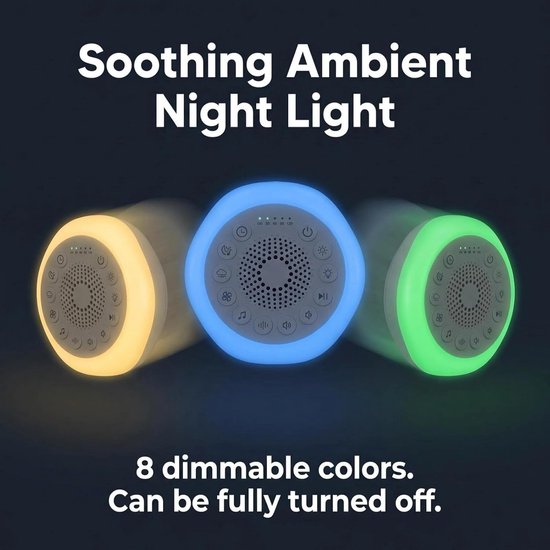 White Noise Machine with Night Light for Sleeping Adults & Office Privacy, Portable Sound Device with 27 Non-Looping Sounds, 12-Hour Rechargeable Noise Blocker for Travel & Snoring Masking — afbeelding 2