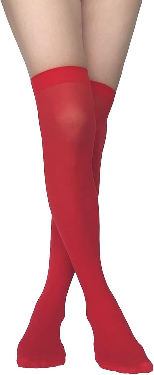 Nylon Opaque Thigh High Kerst Kousen voor Cosplay, Schoolmeisje Over Knee Zijden Sokken in Rood, Perfect voor Feestjes en Verkleedpartijen