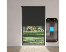Eve Motionblinds (Matter) - Slim elektrisch rolgordijn voor binnen, app-/spraakbediening, schema's, verduisterend, oplaadbare accu, vrijhangend, schroefmontage, automatiseringen, vereist een hub, zwart - 115x190cm
