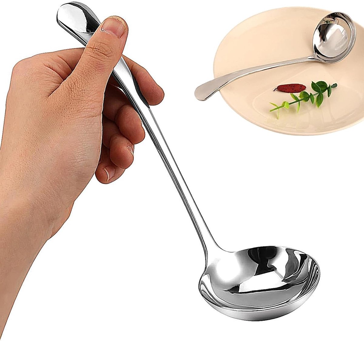 Kleine RVS Soeplepel van 18/10 - Ideaal voor Sauzen, Gravy en Soepen - 7.9 Inch Design