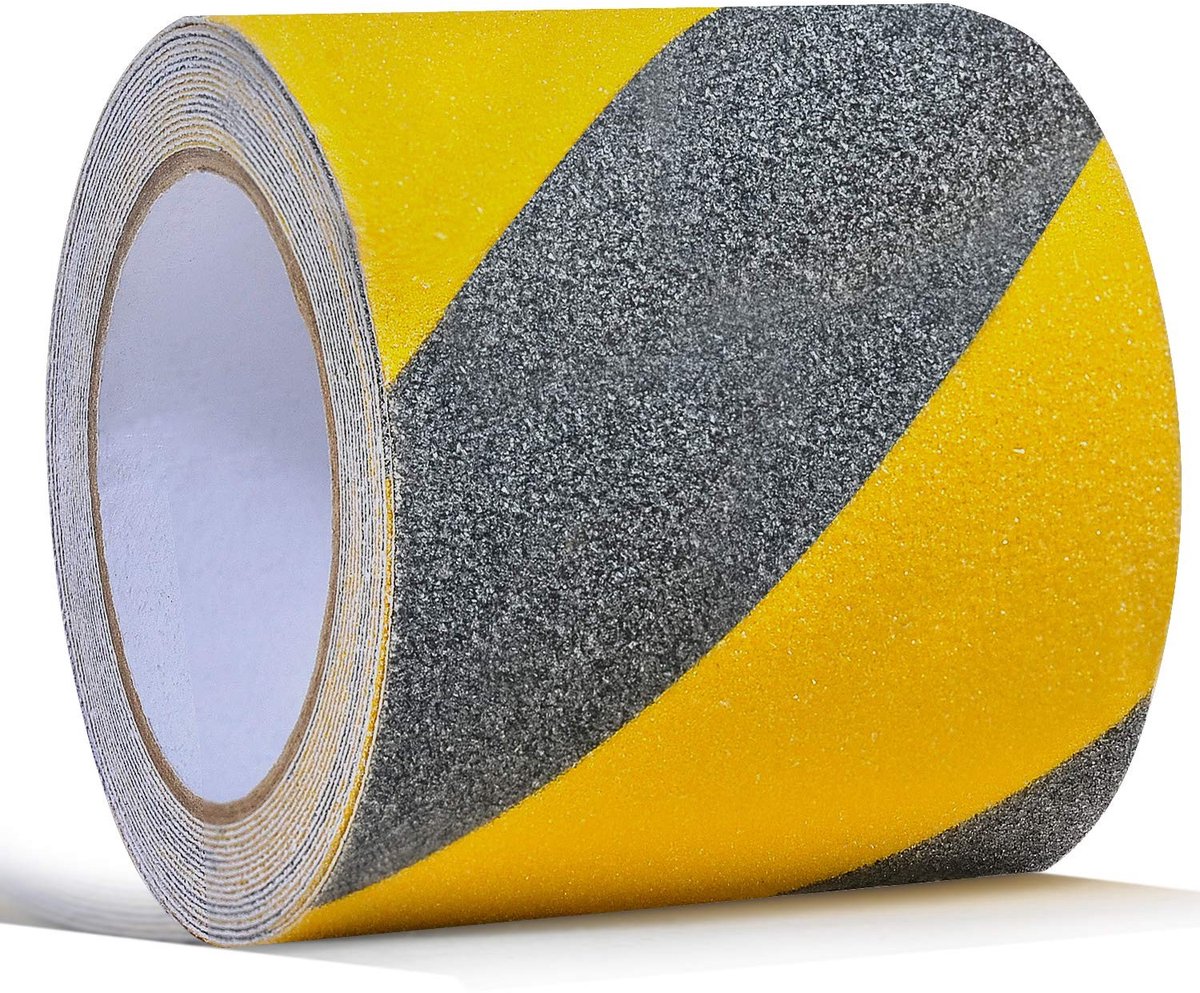 Veiligheids grip tape 4 inch x 16.5ft voor trappen en stappen - Antislip, hoge tractie en sterke grip voor optimale veiligheid - Geel/zwart