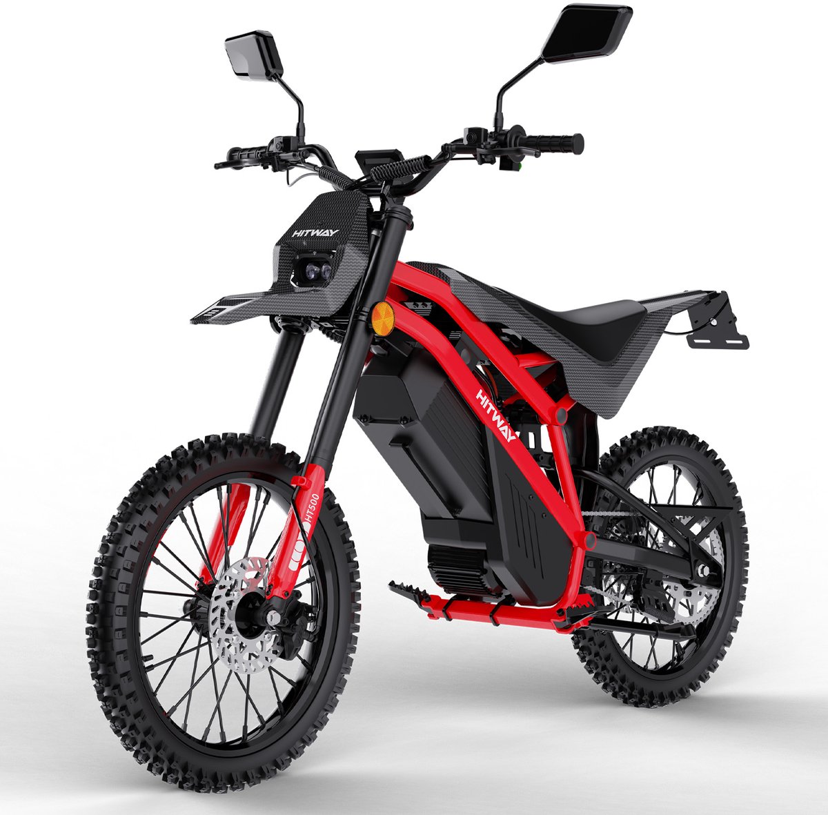 HITWAY Elektrische Bromfiets HT500 - 2500W elektrische scooter, elektrische motorfiets tot 45km/u, 60V 27Ah lithium accu, actieradius 45-60km - hydraulische schijfremmen voor en achter