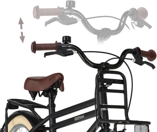Deryan Cooper Kinderfiets 16 inch - Verstelbaar Stuur en Zadel - Zwart van Deryan — afbeelding 2