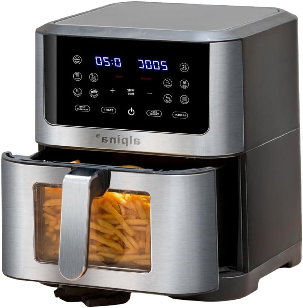 Heteluchtfriteuse XXL - Airfryer Oven - Grote porties maken - Digitaal touchscreen - 8 Liter capaciteit - Zilver