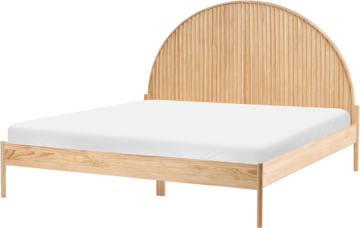 MASCORTEL - Tweepersoonsbed - Lichtbruin - 180 x 200 cm - Dennenhout