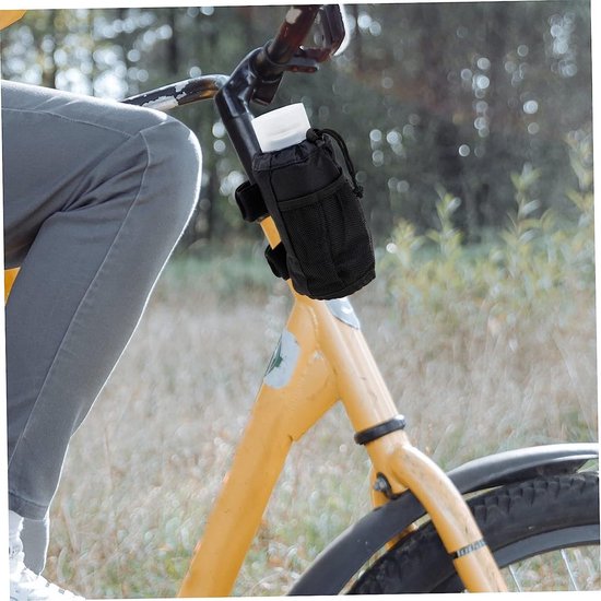 1 stuk - Bidonhouder met klittenband - Universele bekerhouder - Zwart - Bidonhouder - Bidonhouder voor fietsstuur - 8,5*8,5*17,5 cm — afbeelding 2