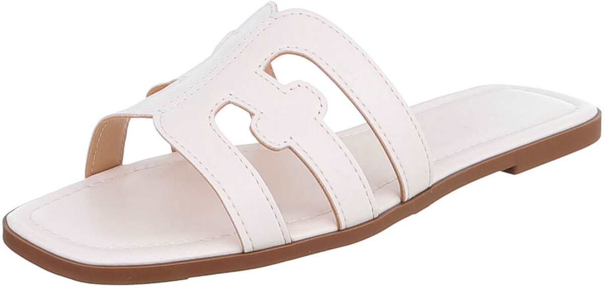 Dames slipper met uitgesneden details en platte zool Mt:37
