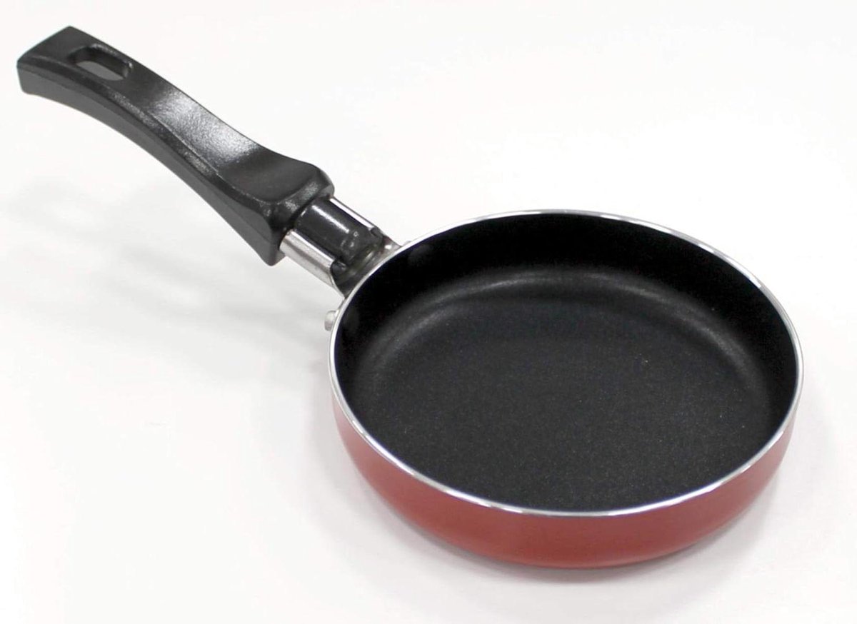 Mini Koekenpan - Eierpan - Ontbijt Maken - Antiaanbaklaag - 12 cm Diameter - Rood of Geel