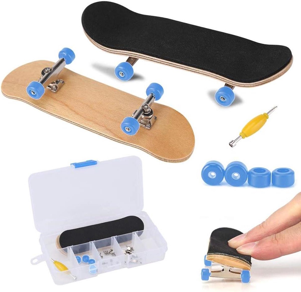 Vinger Skateboards Mini Hout Set Interactief Spel Compleet Esdoorn Deck Niet Gespecificeerd Donkerblauw