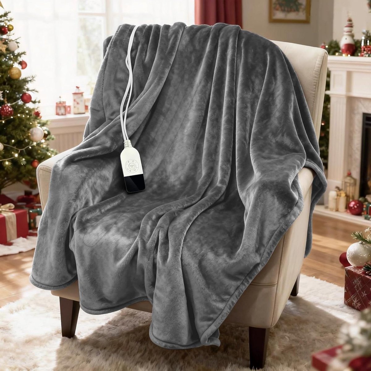 Verwarmde Deken - Elektrisch Plaid - Comfort Verwarmen - 25 Warmtestanden - 130 x 180 cm - Grijs