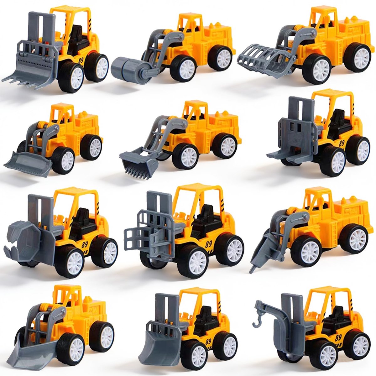 12 stuks mini bouwvoertuigen, vrachtwagen auto figuurtje, bouwvoertuigen cake topper decoratie per stuk Geschikt voor tentoonstelling, decoratie of cadeau