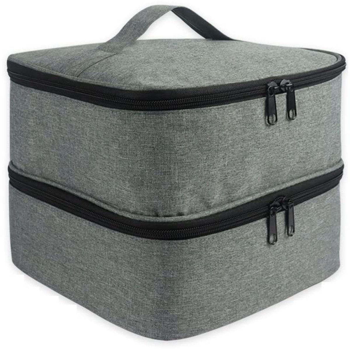 dubbellaagse opbergtas, compatibel met nagellamp en 30 flessen, organizer voor manicureset., Grijs, 1 unidad (Paquete de 1)