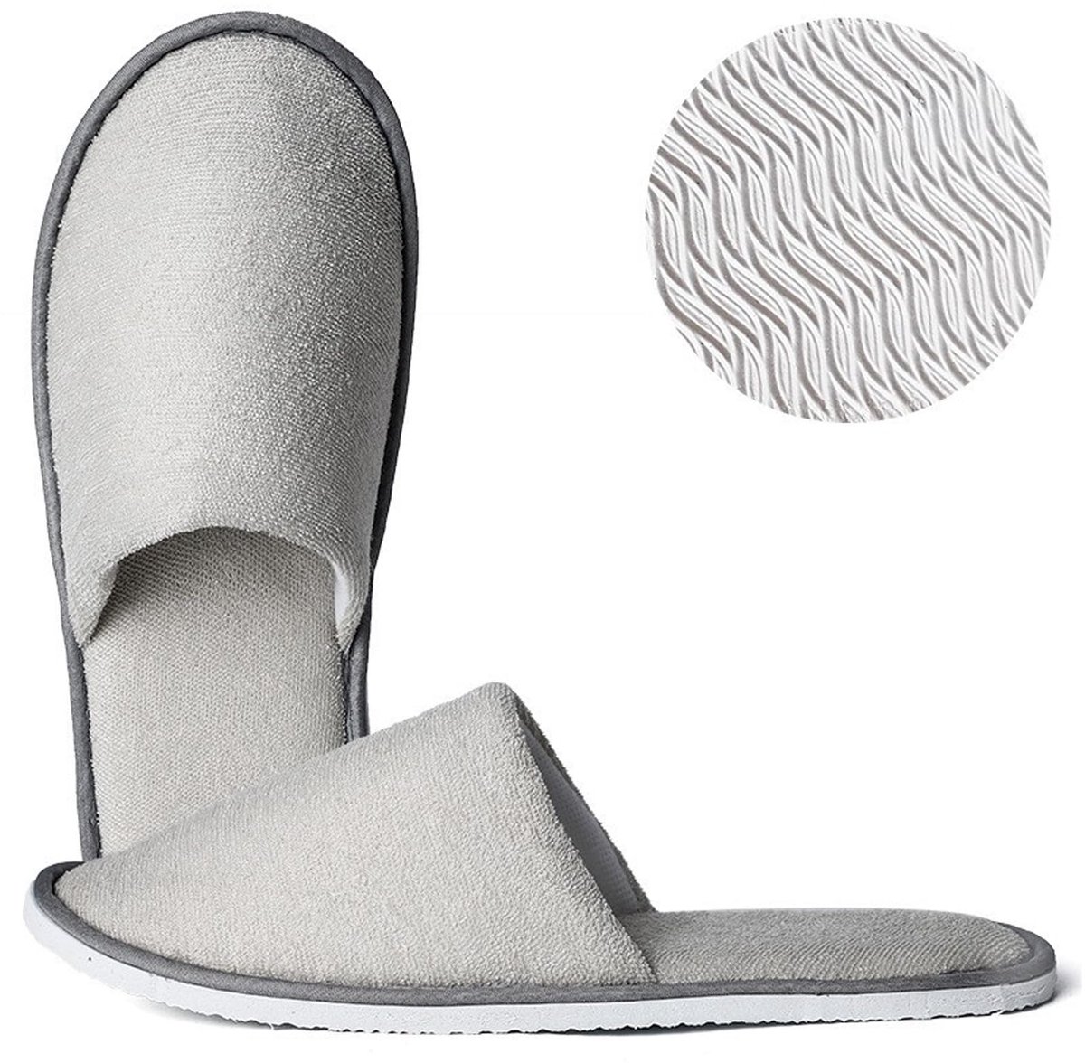 reispantoffels, niet-wegwerpbare hotelpantoffels herbruikbare spa vlucht antislip binnenhuis, Lichtgrijs, 43 EU