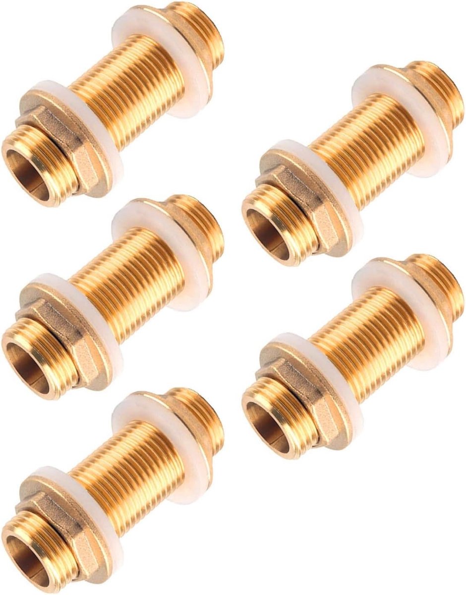 Hose Adapter G3/4 Manne, Messing Aansluiting met Siliconen Seals voor Wateropslag, Geschikt voor Openingen 21-26 cm (5 stuks)
