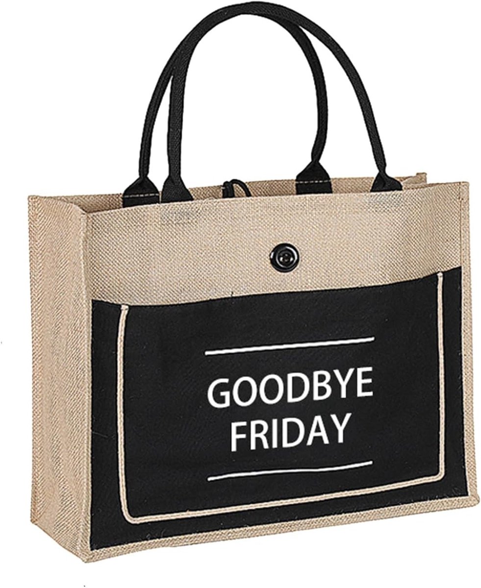 Duurzame Jute Tote Bag, Herbruikbare Shopper voor Vrouwen en Mannen, Canvas Strandtas voor Dagelijks Gebruik, Reizen en Boodschappen