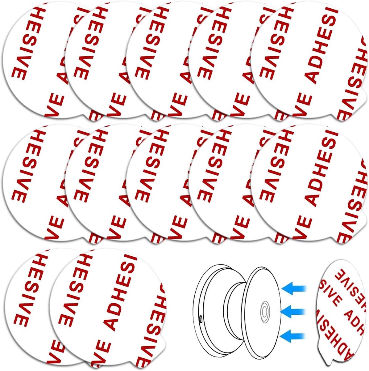 Set van 12 Hechtinglijm met Hoge Sterkte [Gemakkelijk te Verwijderen] Vervangingsmateriaal voor Basisstickers, Socket Grips en Opvouwbare Houder (Wit)