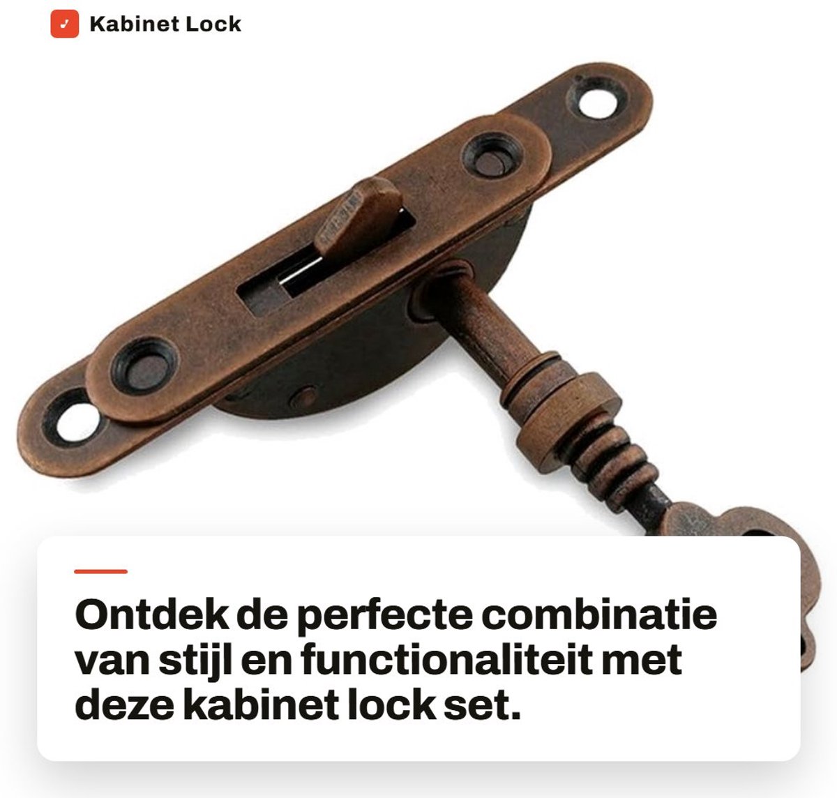 Dailygoods - Kabinet Lock Set - Vintage Kast Slot - Retro Brons - Sieraden Meubel Slot - Geschikt voor Laden en Kasten - Antiek Design