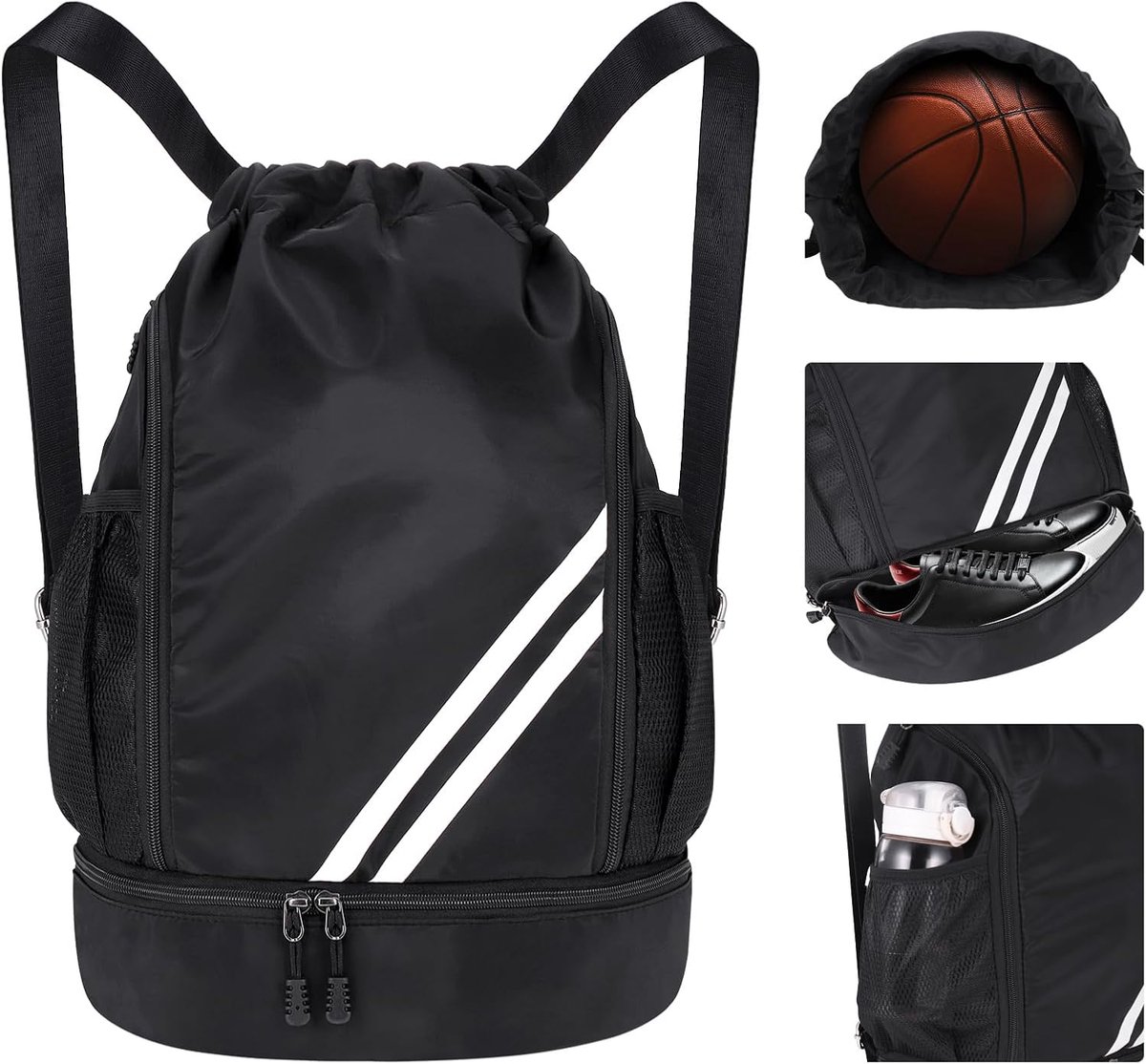 Dailygoods- Gymrugzak Waterdicht - Sporttas met Trekkoord - Grote Capaciteit - Meerdere Vakken - Schoenenvak - Ideaal voor Sport en Dagelijks Gebruik