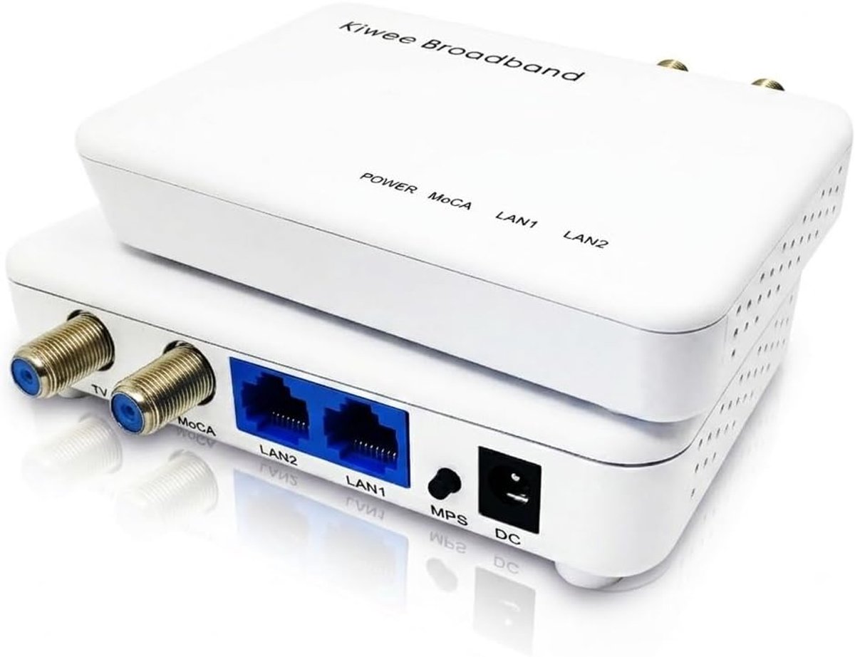 Thijox - KiweeBroadband MoCA 2.5-adapter Set van 2 – Ethernet over Coaxadapter met 2 x 2.5GE-poorten, Ultieme Snelheid, Stabiele Verbinding, Ideaal vo