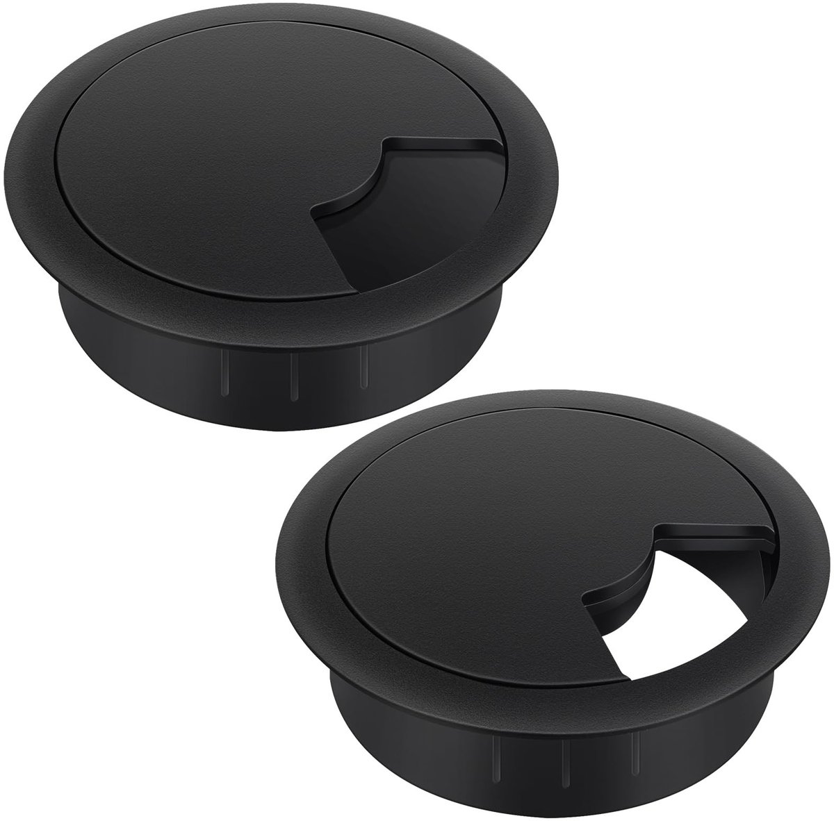 Dailygoods - Bolatus kabeldoorvoer voor bureau, 60 mm, kunststof, zwart, 2 stuks