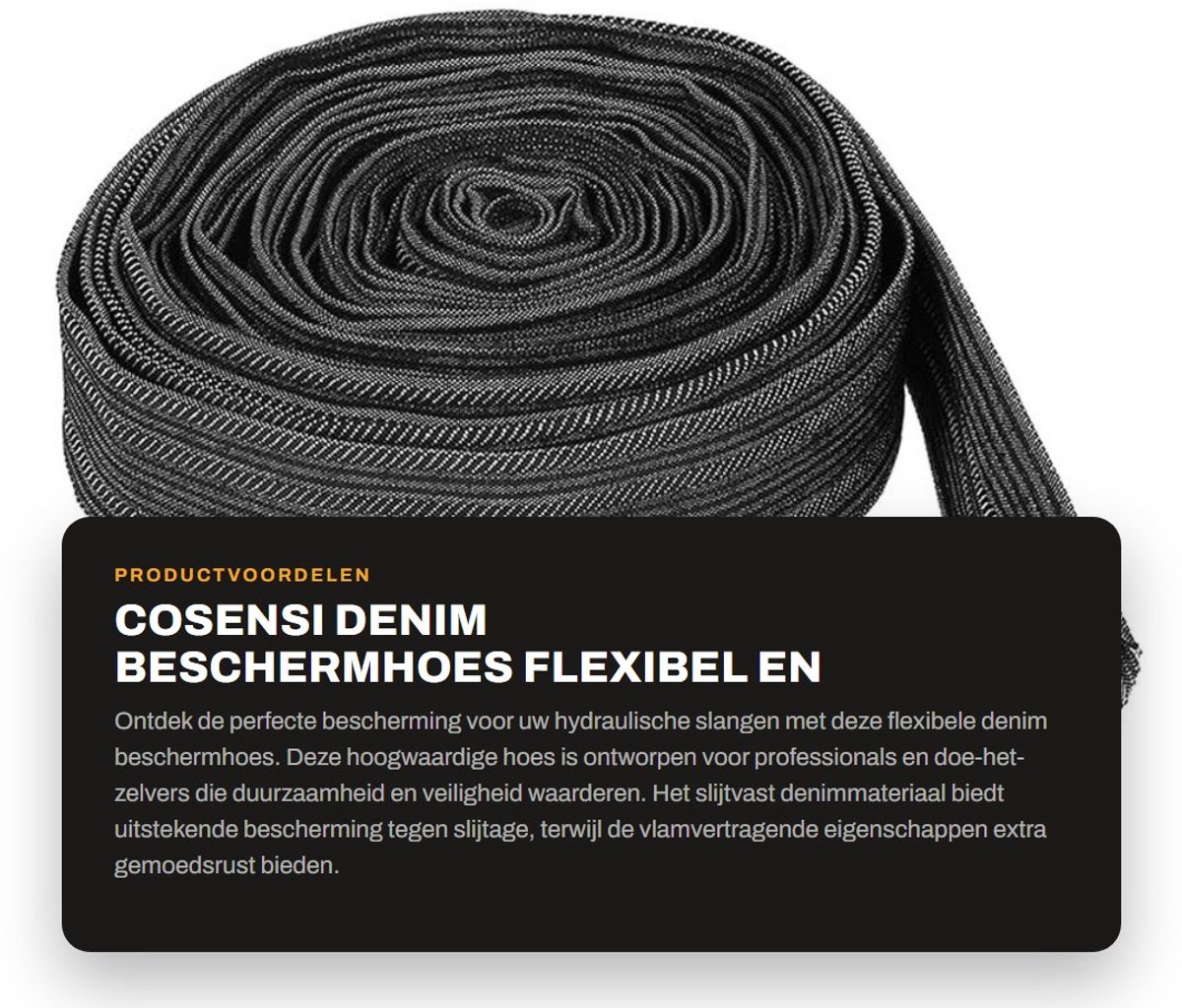 Dailygoods- Beschermhoes Slijtvaste Denim - Flexibele Manchet - Kabelafdekking - Slangbescherming - 7,5 Meter Lang - Hoogwaardige Kwaliteit