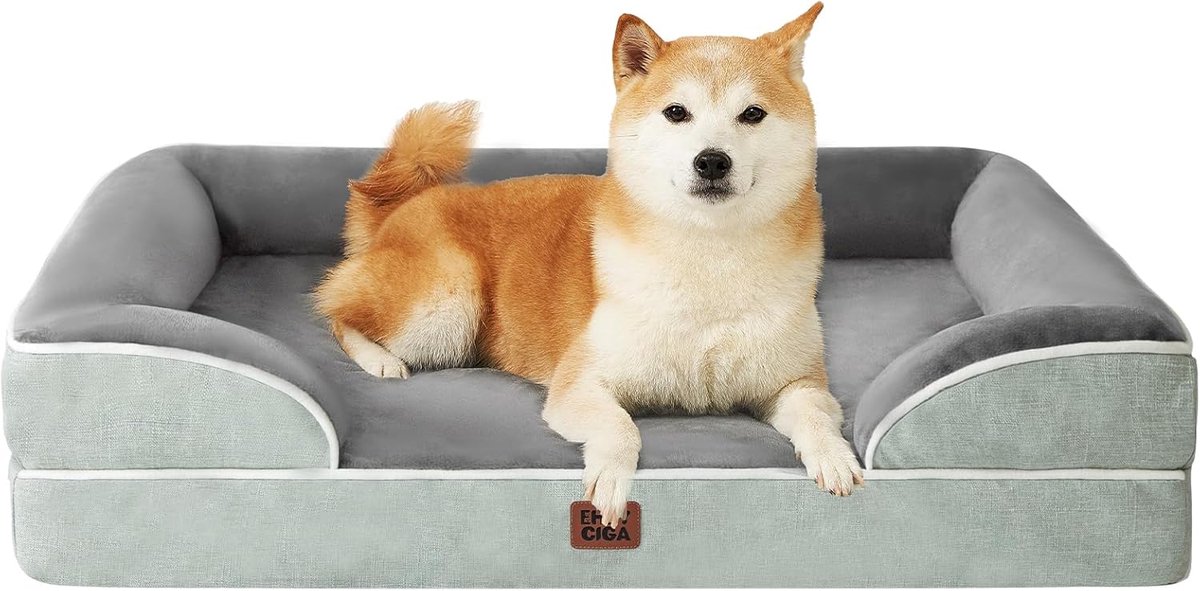 Thijox - Orthopedisch Hondbed voor Kleine en Middelgrote Honden, Memory Foam Hondenmand, Wasbaar, Waterdicht, Antislip, Hoge Rand, Zachte Flanel Bekle