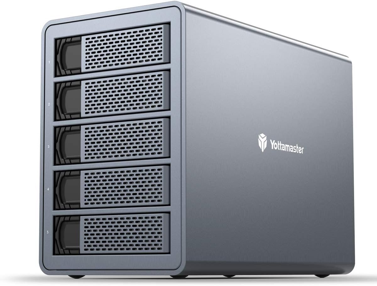 5-Bay Externe RAID Behuizing voor 2.5" & 3.5" HDD/SSD - USB 3.0 Opslag tot 90TB