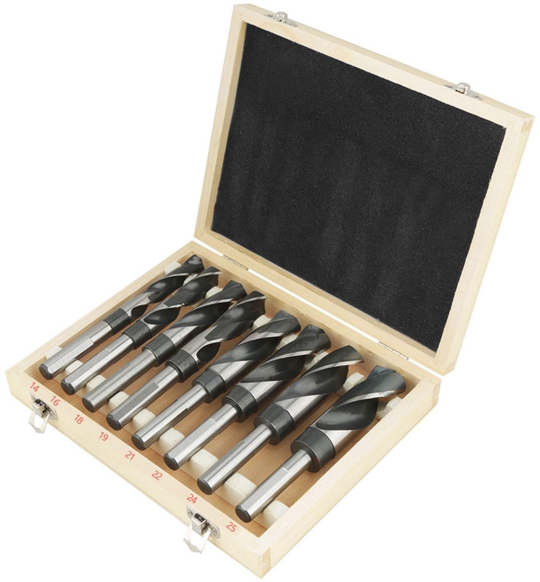 Dailygoods - HSS-spiraalborenset - 8-delige set - Duurzaam en industrieel - Houten etui - Voor timmerman en doe-het-zelvers - Krachtige boren voor div...