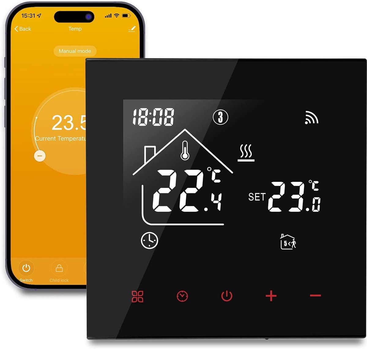Thijox - Slimme Wifi-thermostaat voor ketelverwarming, programmeerbare kamerthermostaat met Tuya APP & Smart Life, digitale LCD temperatuurregelaar me