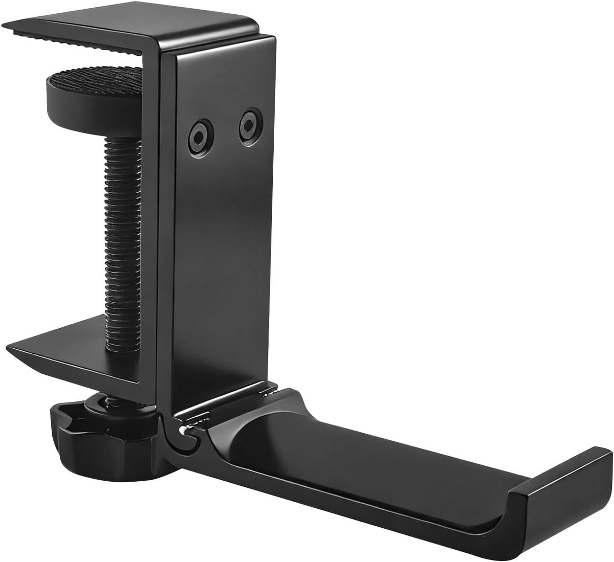 SnelShoppen - Opvouwbare Aluminium Hoofdtelefoonstandaard met Tafelklem, Ruimtebesparende Headset Houder voor Gaming & Kantoor, Zwart, Duurzaam & Stab