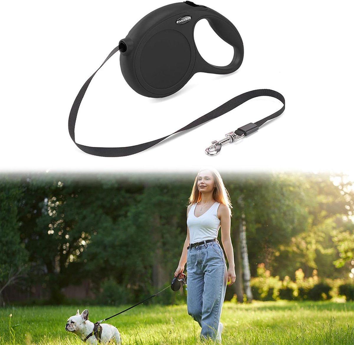 Thijox - Intrekbare Hondenriem 5m met Handgreep, Uittrekbaar voor Katten en Puppy’s, Inclusief Karabijnhaak, Geschikt voor Wandelen, Veilig en Comfort