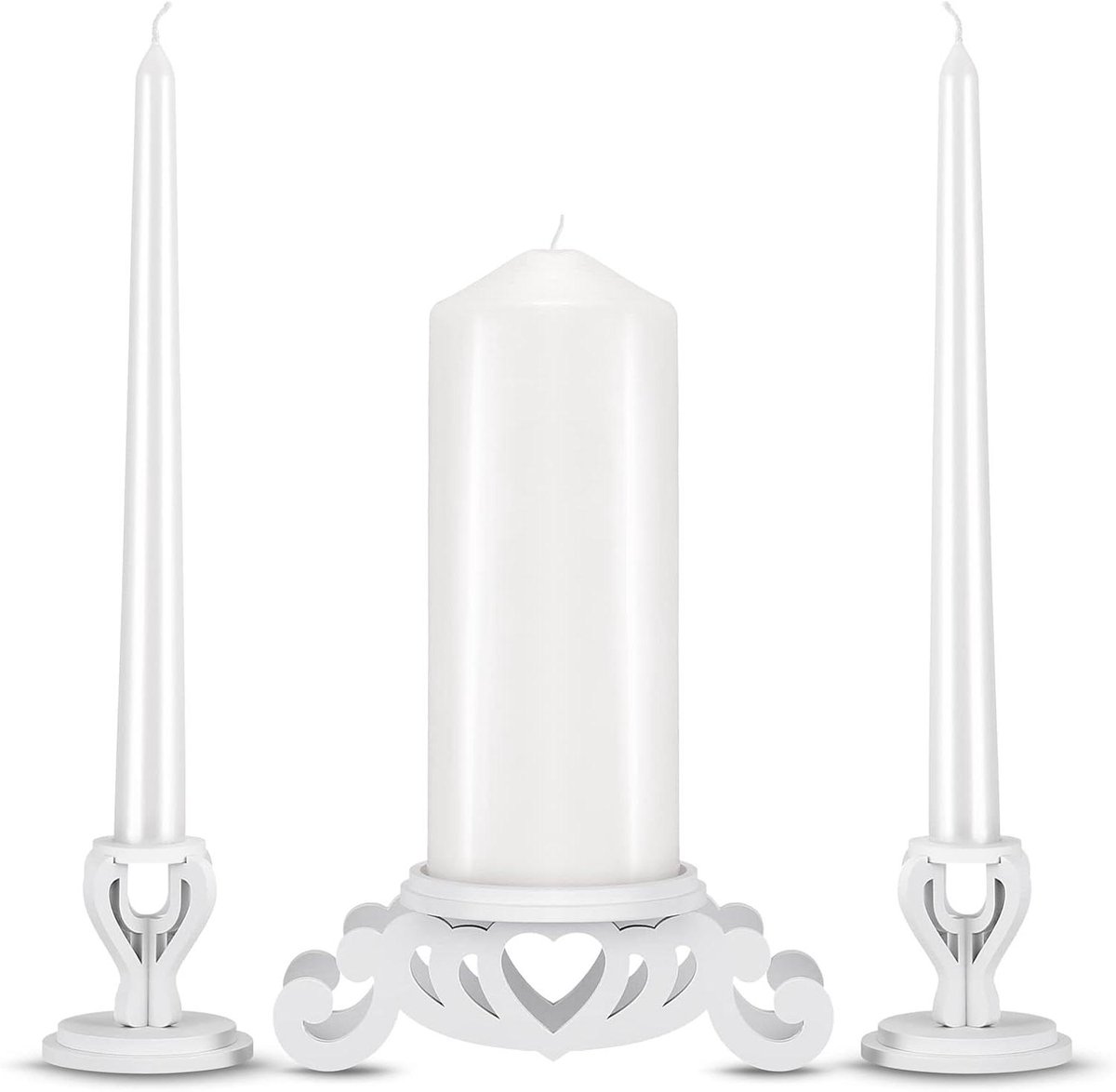 Kaarsenstandaard Set - Ceremonie Houder - Bruiloft Decoratie - Houten Design - 28 cm Lengte - Houtkleur