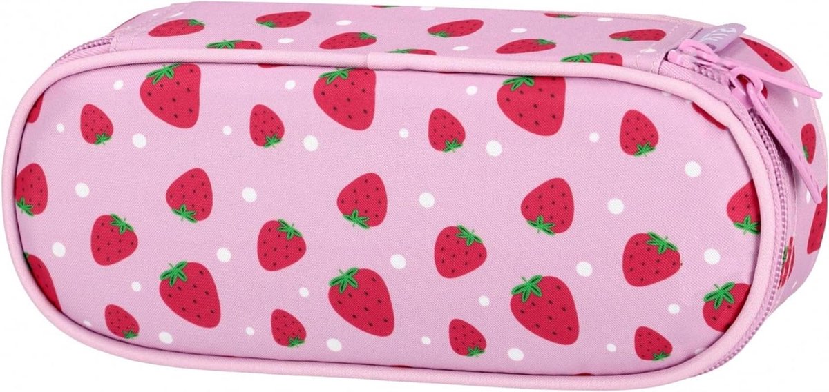 Etui met Aardbeien - Opbergzakje Kinderen - Schoolspullen Opbergen - Vlekbestendig Materiaal - 5x22x10cm - Roze