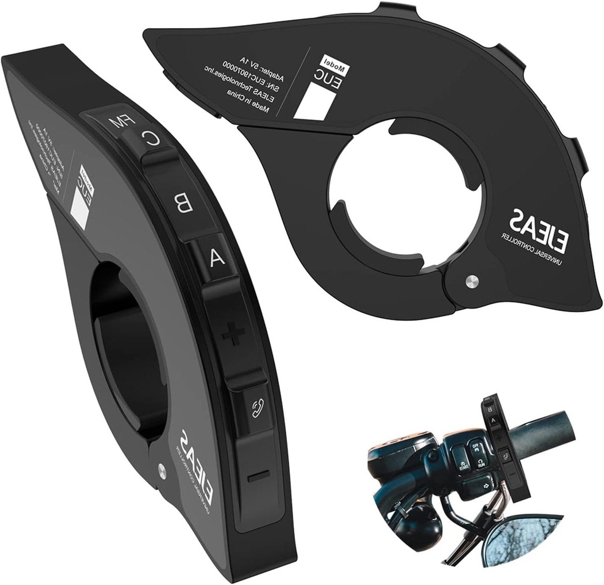 Afstandsbediening Stuur - Handvat Bediening - Veilig Motorrijden - Eenvoudige Installatie - 12.6 cm - Zwart