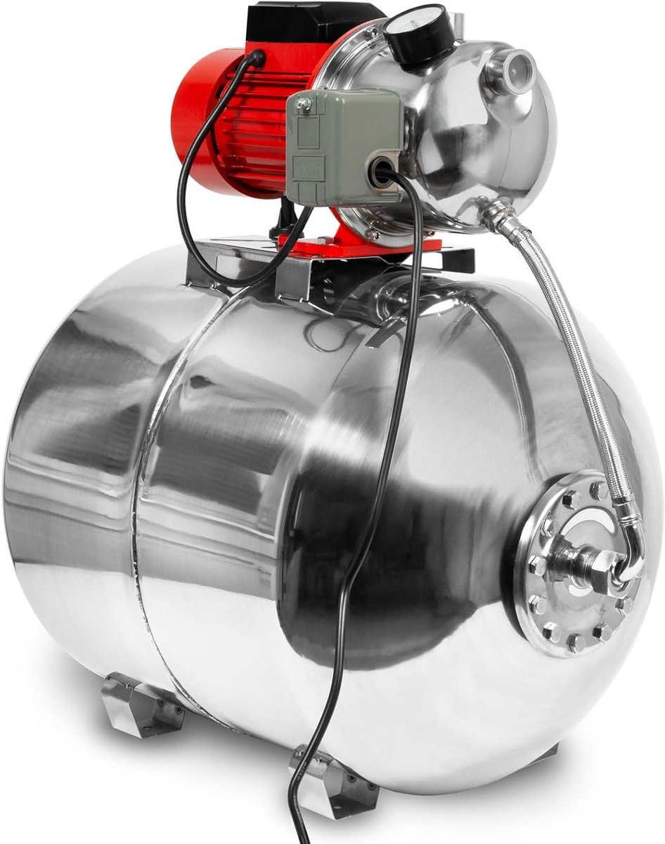 Huishoudwaterpomp - Booster pomp - Constante watertoevoer - Automatische werking - 100L tank - Grijs