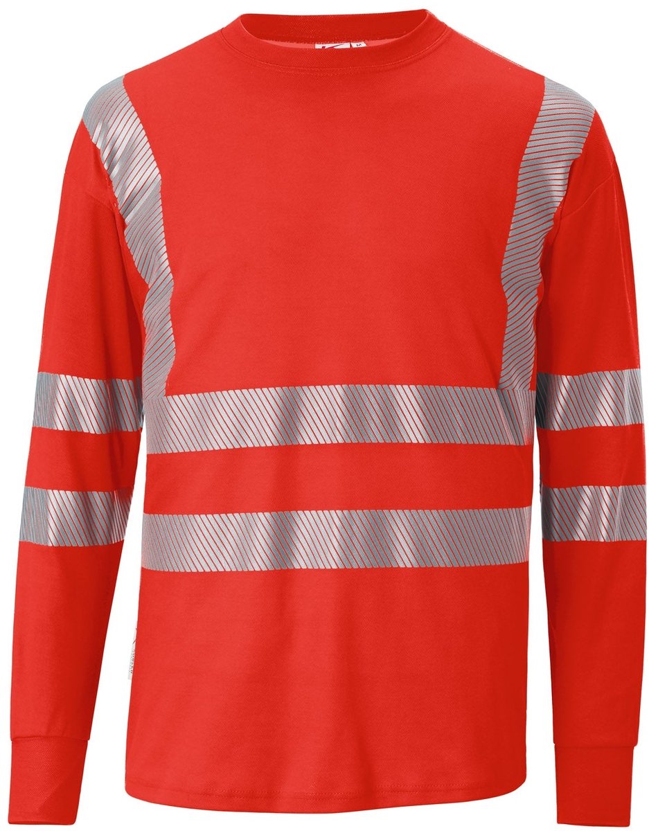 KÜBLER PSA 50458227 Lange mouw Hi Vis Reflecterend Werk T-shirt HEREN Signaalrood - EN ISO 20471 Klasse 3 - 180 g/m²