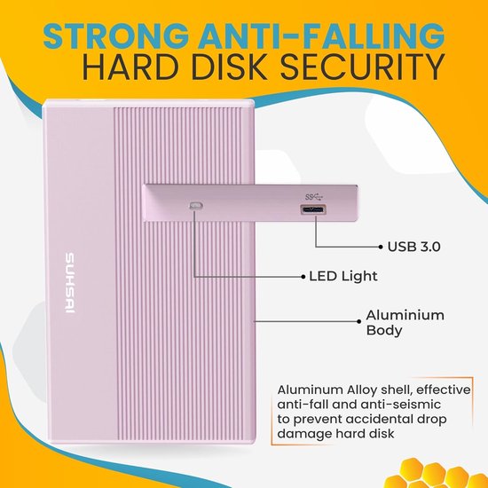 Draagbare Externe Harde Schijf 320GB USB 3.0 Opslag voor PC, Laptop, Mac & Gameconsoles (Roze) — afbeelding 5