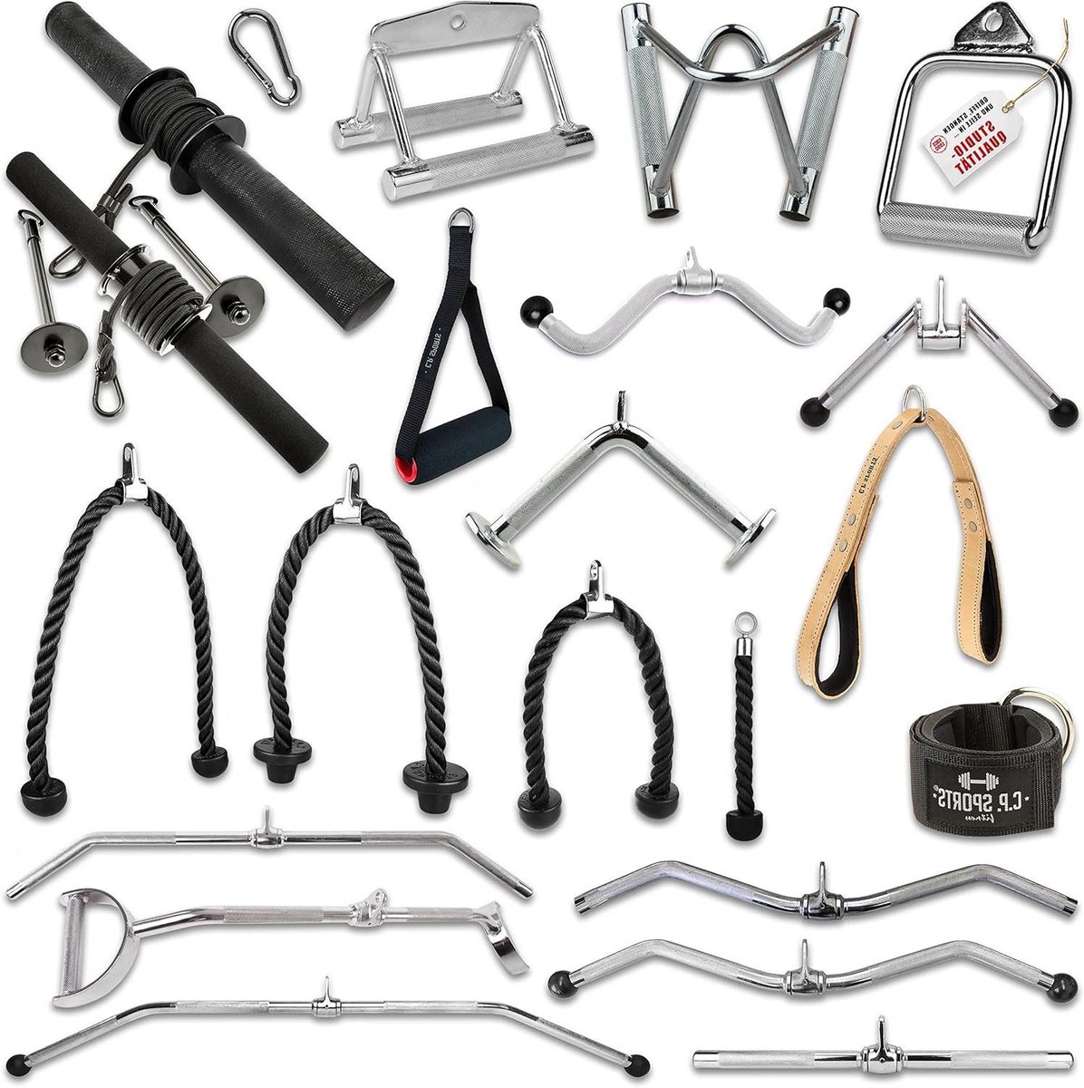 Handgreep Kabeltrainer - Triangular Handle - Kracht Training - Massief Staal - 15 cm Breed - Chroom