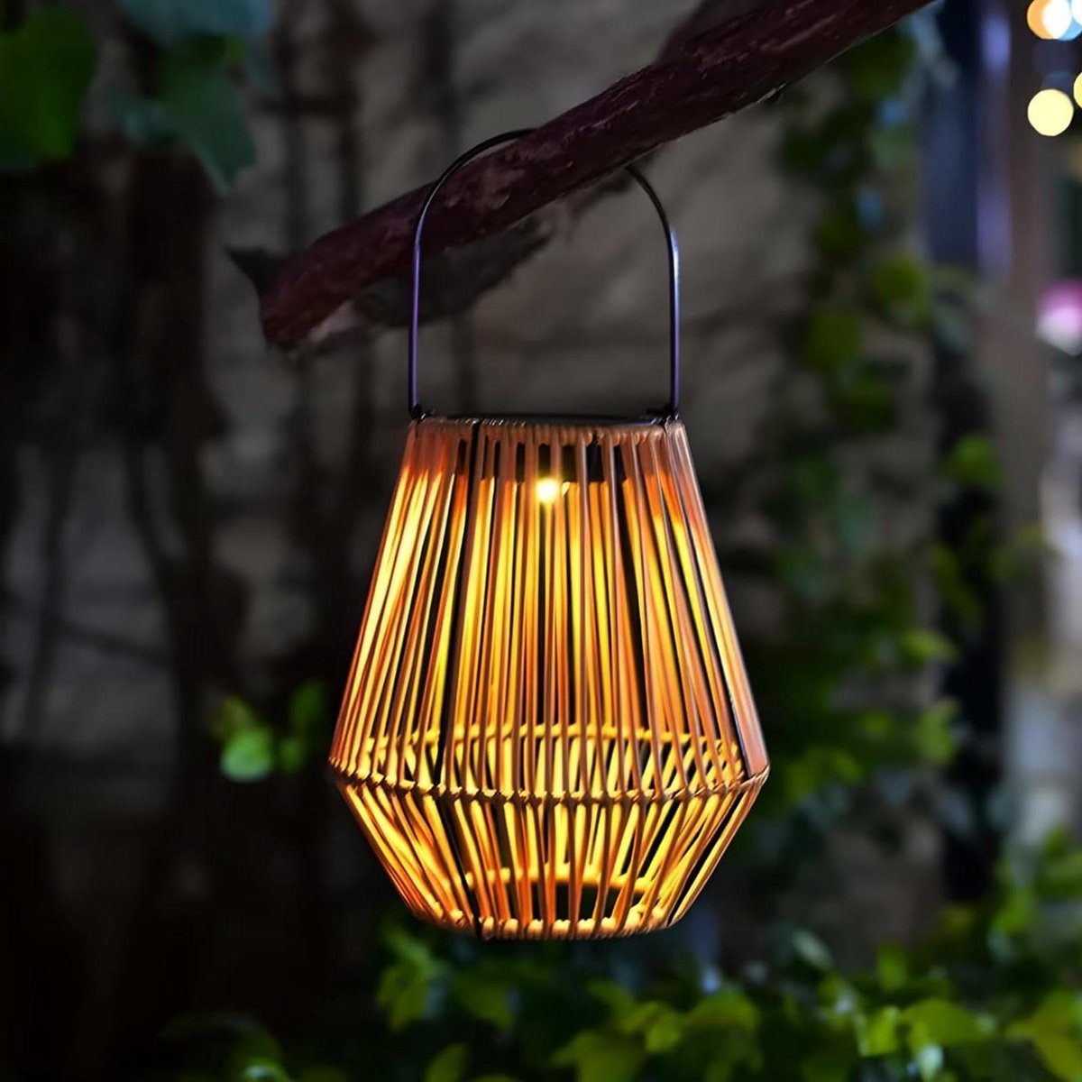 Solar Tuinlamp - Buitenlamp Rotan - Sfeerverlichting Buiten - IP55 Waterdicht - 22 x 18 cm