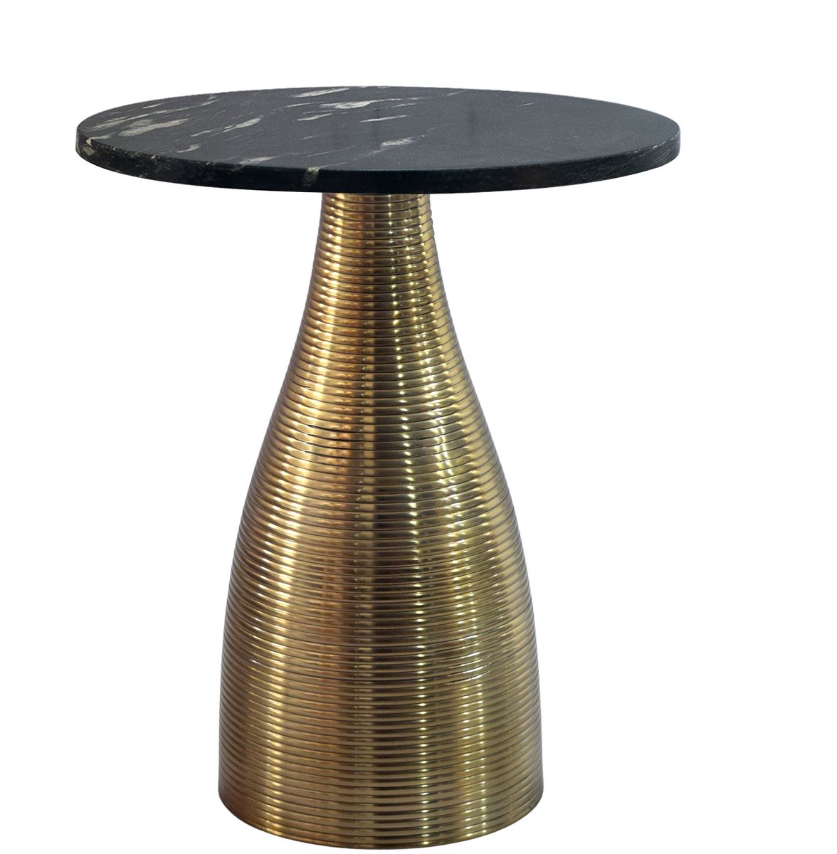 Bijzettafel Rond - Salontafel - Goudkleurig - Indisch Marmer - 40 cm - Tijdloos Design