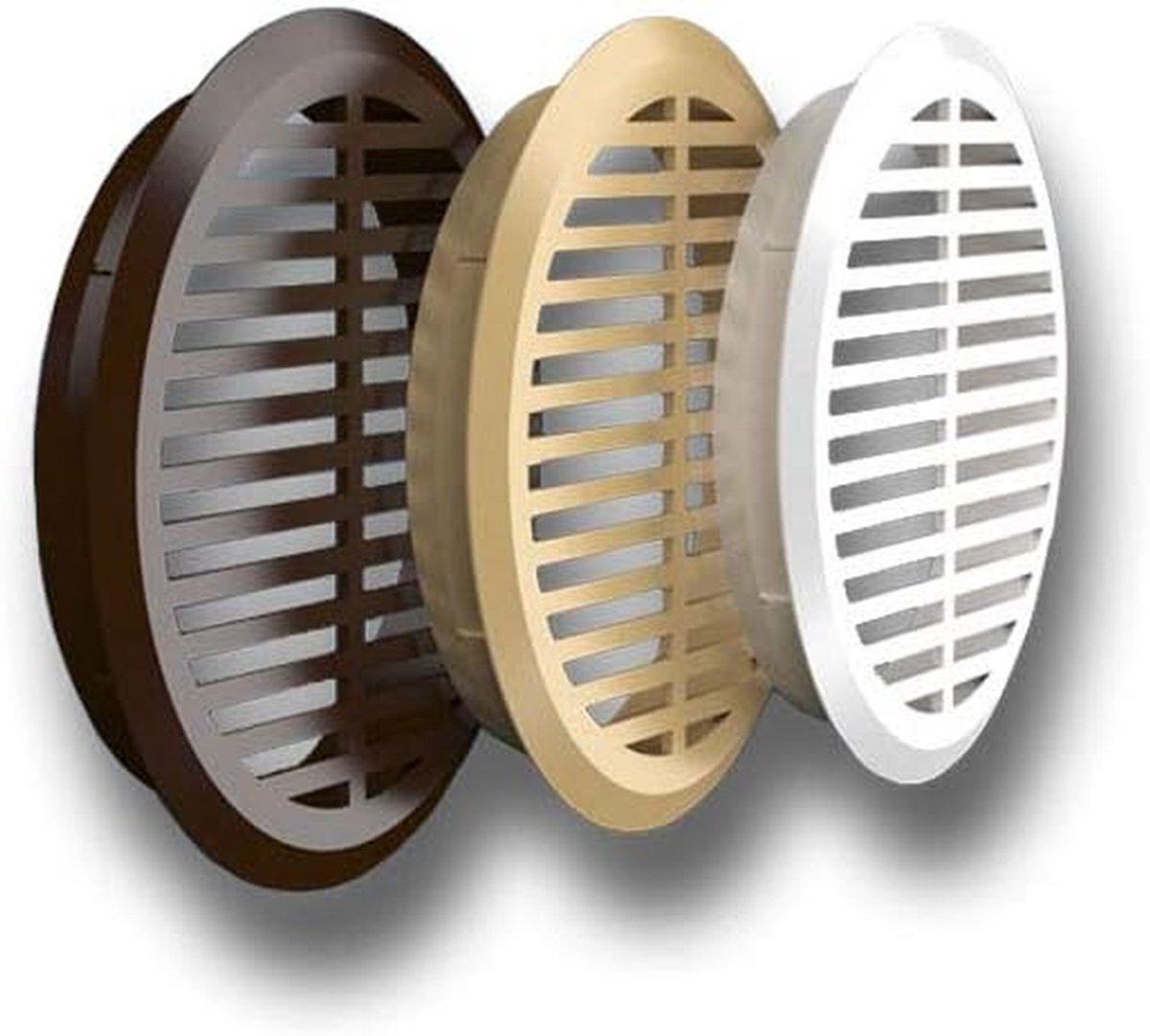 Set van 4 Ronde Ventilatie Roosters voor Meubels en Deuren - Bruin Plastic