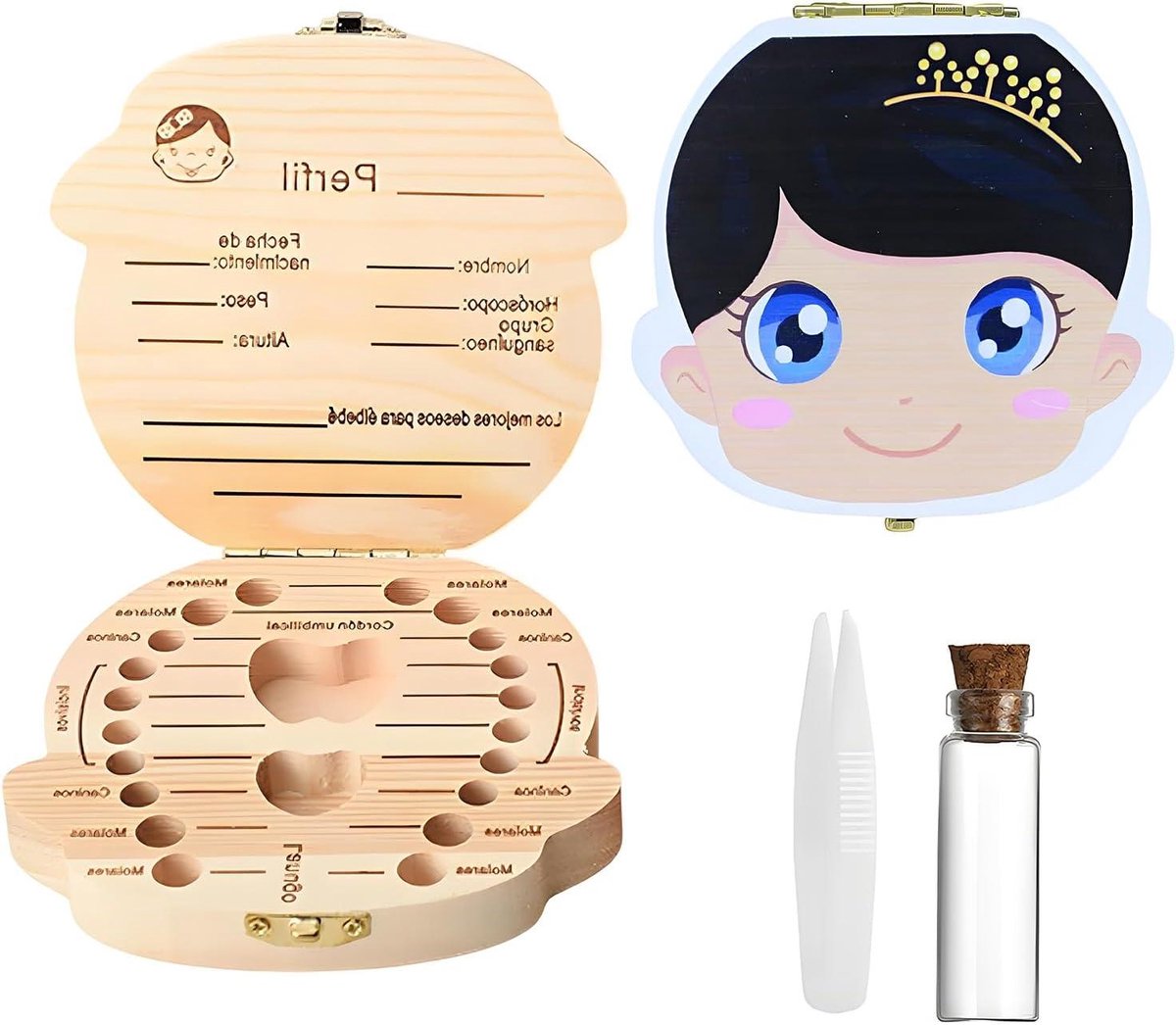 Melktandendoos Houten - Kinder Aandenken - Herinneringen Bewaren - Aparte Plek Per Tand - 10 x 8 x 1 cm