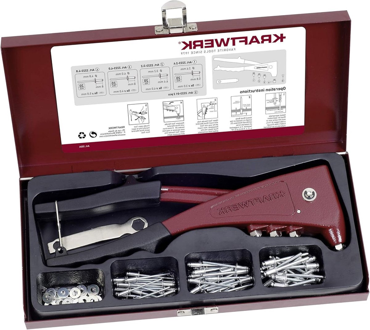 Handniettangen Set - Klinknageltang - Bevestigen Materialen - Hoge Kwaliteit - 19 cm - Rood