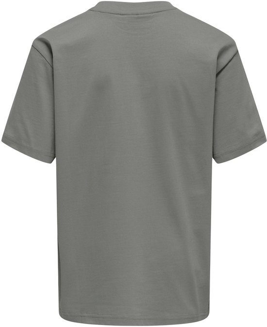 Donkergrijs T-shirt, achterkant zichtbaar.