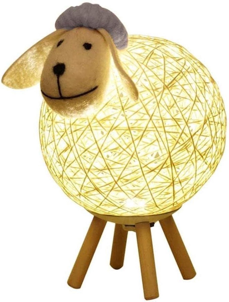 Warm wit rotan schaap nachtlampje, USB-nachtlampje voor kinderen, sfeervolle verlichting voor slaapkamer en woonkamer
