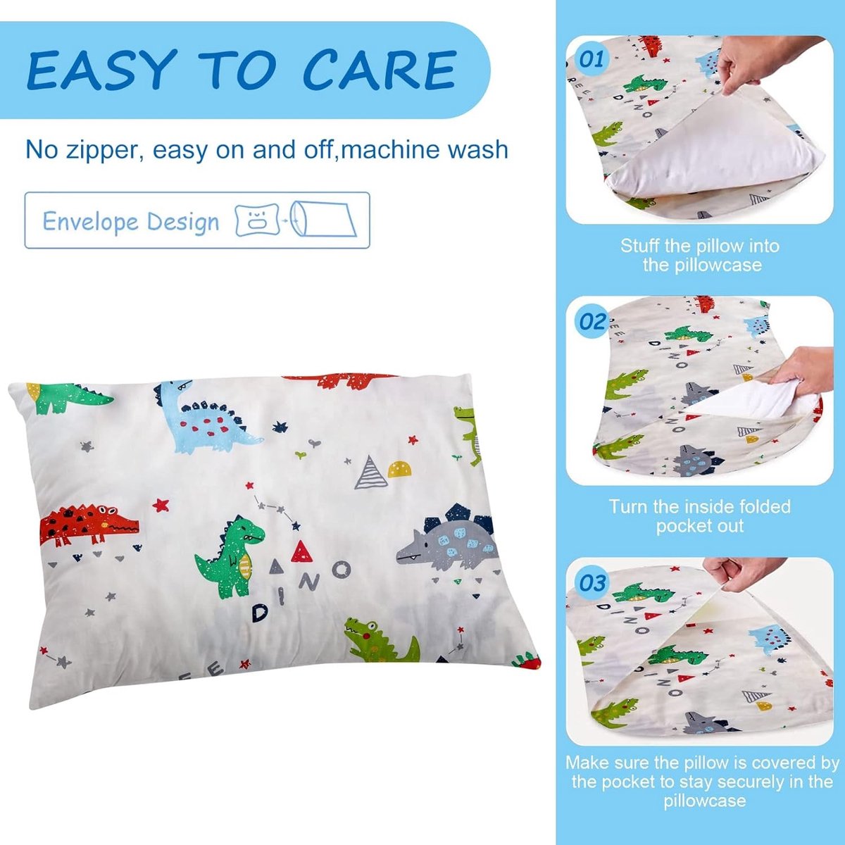 Kussenhoes voor Kinderen 40 x 60 cm van Katoen, Met Envelop Sluiting, Geschikt voor Kinderwagens en Babybedjes
