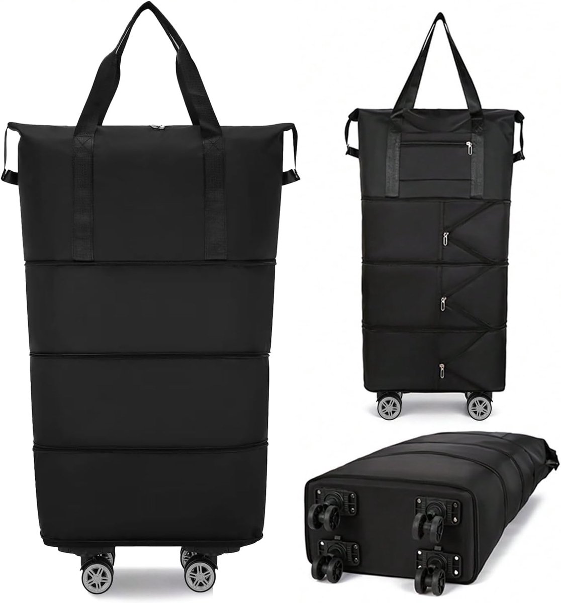 SnelShoppen - Travel Bag met Wielen, Vouwbare Waterdichte Reisbagage, Grote Uitbreidbare Capaciteit, Handbagage met Verwijderbare Wielen, Weekendtas,