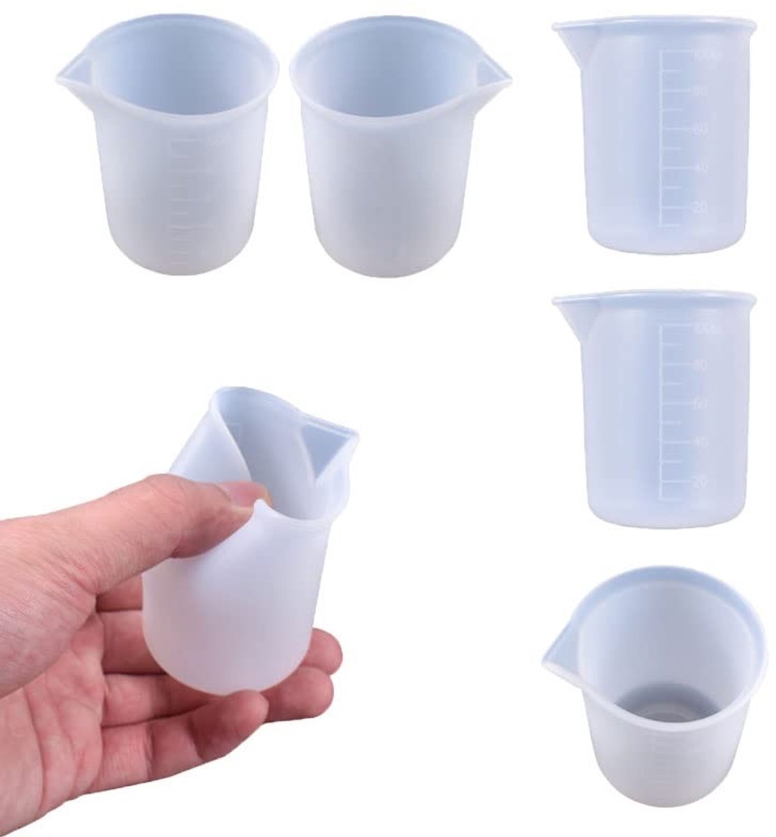 Inovra- Maatbeker 6 Stuks 100 ml - Siliconen - Mengbeker - Gieten - Chemische Materialen - Nauwkeurige Kalibraties
