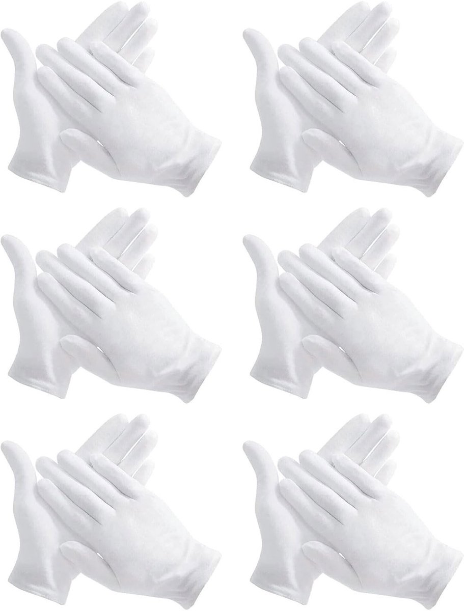 Inovra - 6 paar witte katoenen handschoenen voor kinderen, witte handschoenen voor kinderen, jongens en meisjes, cosplay-kostuums, formele pols- en bruidsfeesten