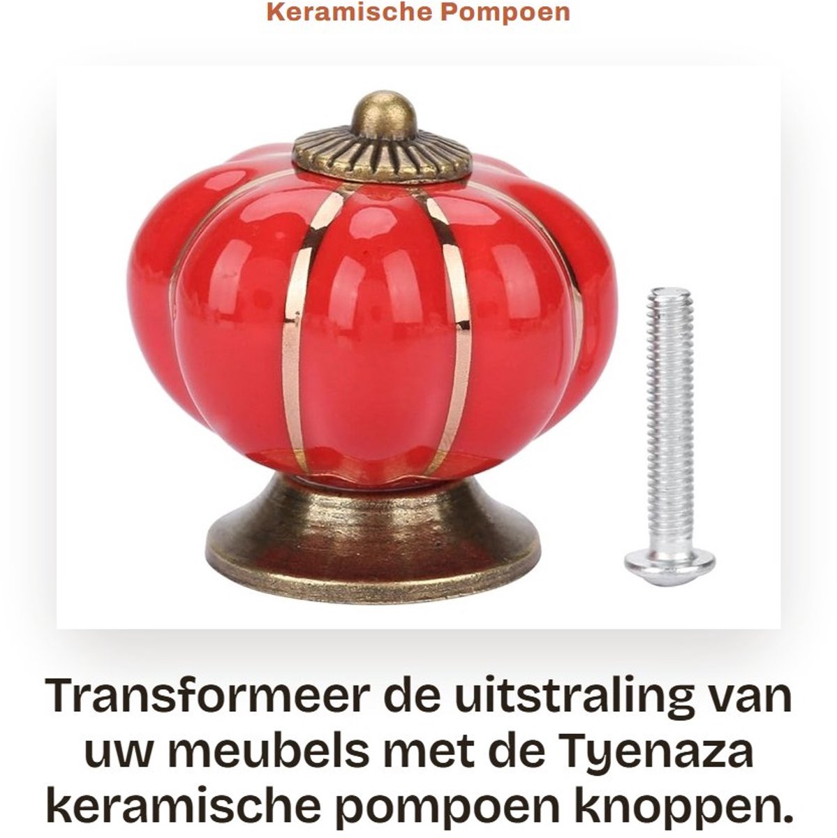 Inovra- Kastknoppen Keramiek - Deurknoppen Vintage - Meubelknop Zinklegering - Handgeschil